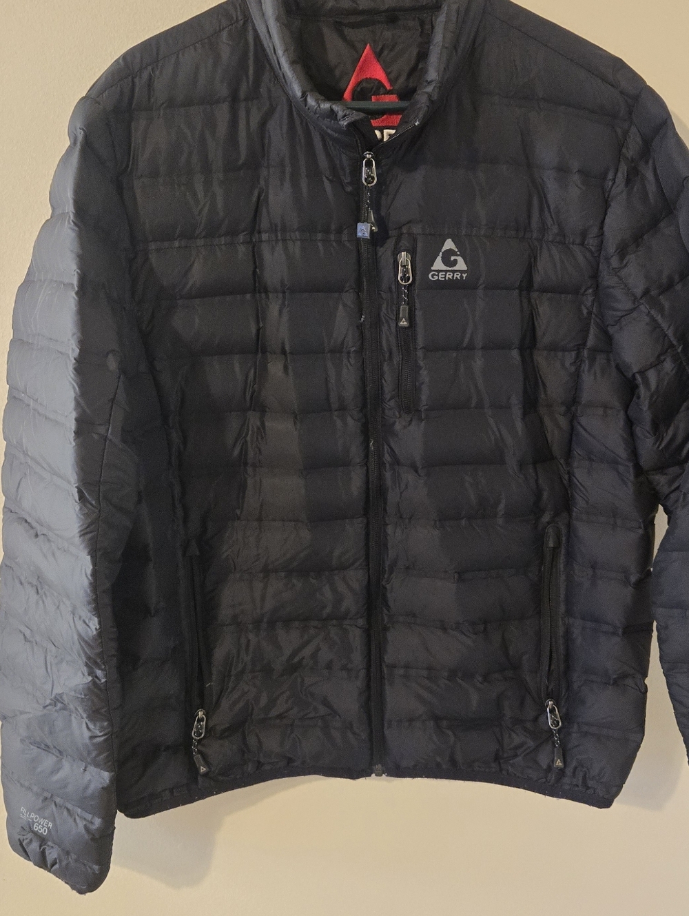 Gerry 650 Fill Down Puffer Jacket Black Lightweight Packable Coat Size L
